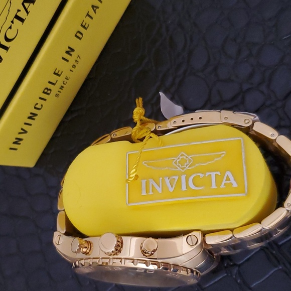 Invicta Men's 1270 Specialty Chronograph Gold Dial 18k Gold Ion-Plated Stainless - Picture 6 of 11